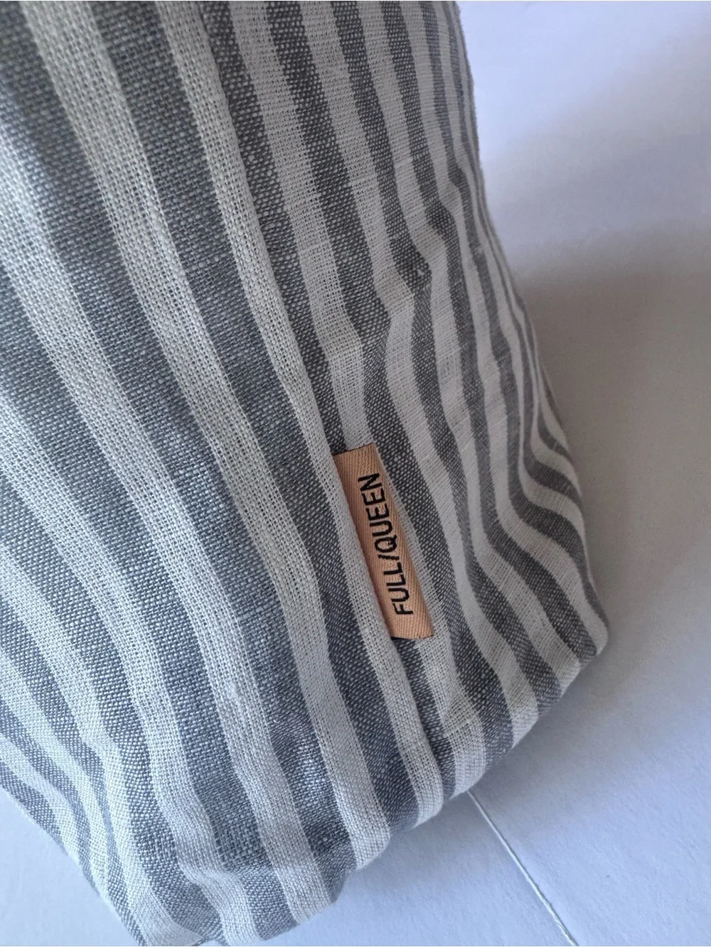 Quince European Linen Duvet Cover Set | Gray & White Stripe | Full/Queen